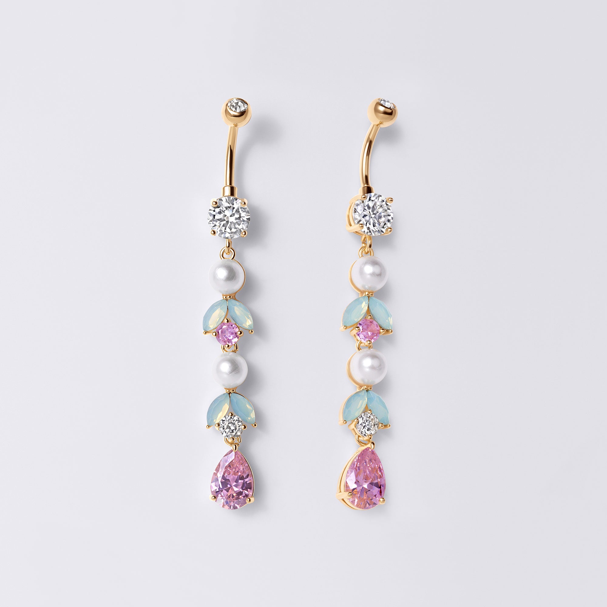 Pearl Leaf Drop Belly Button Ring