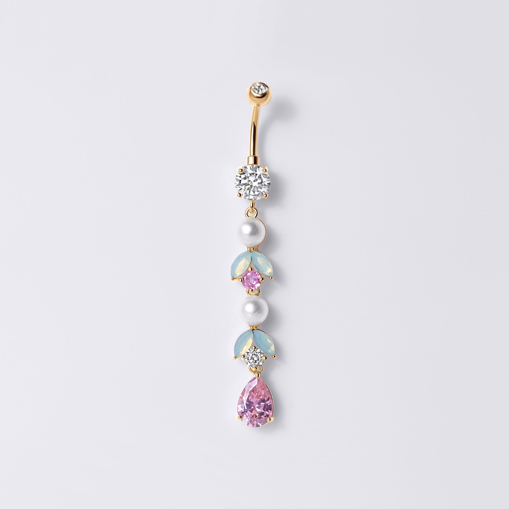 Pearl Leaf Drop Belly Button Ring