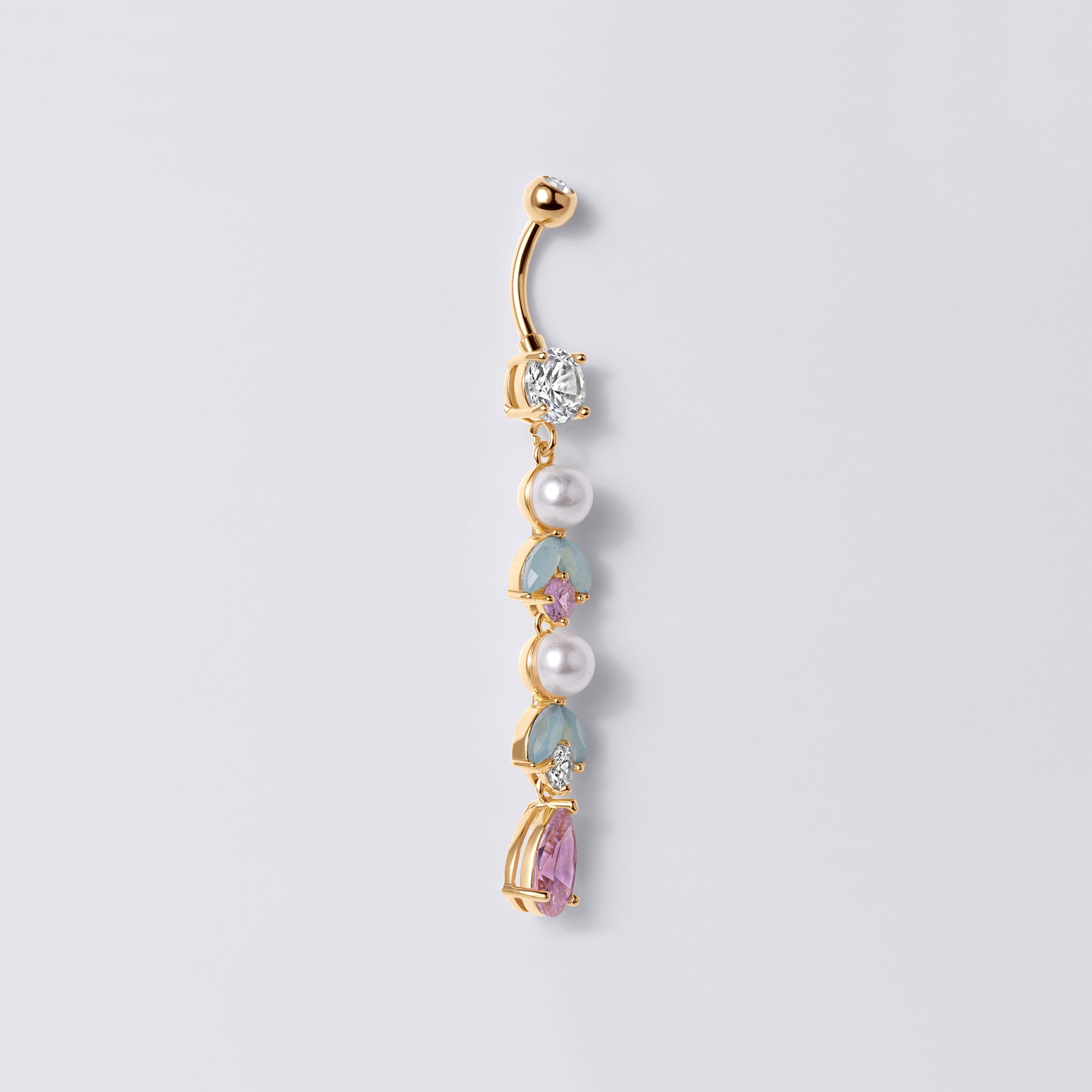 Pearl Leaf Drop Belly Button Ring
