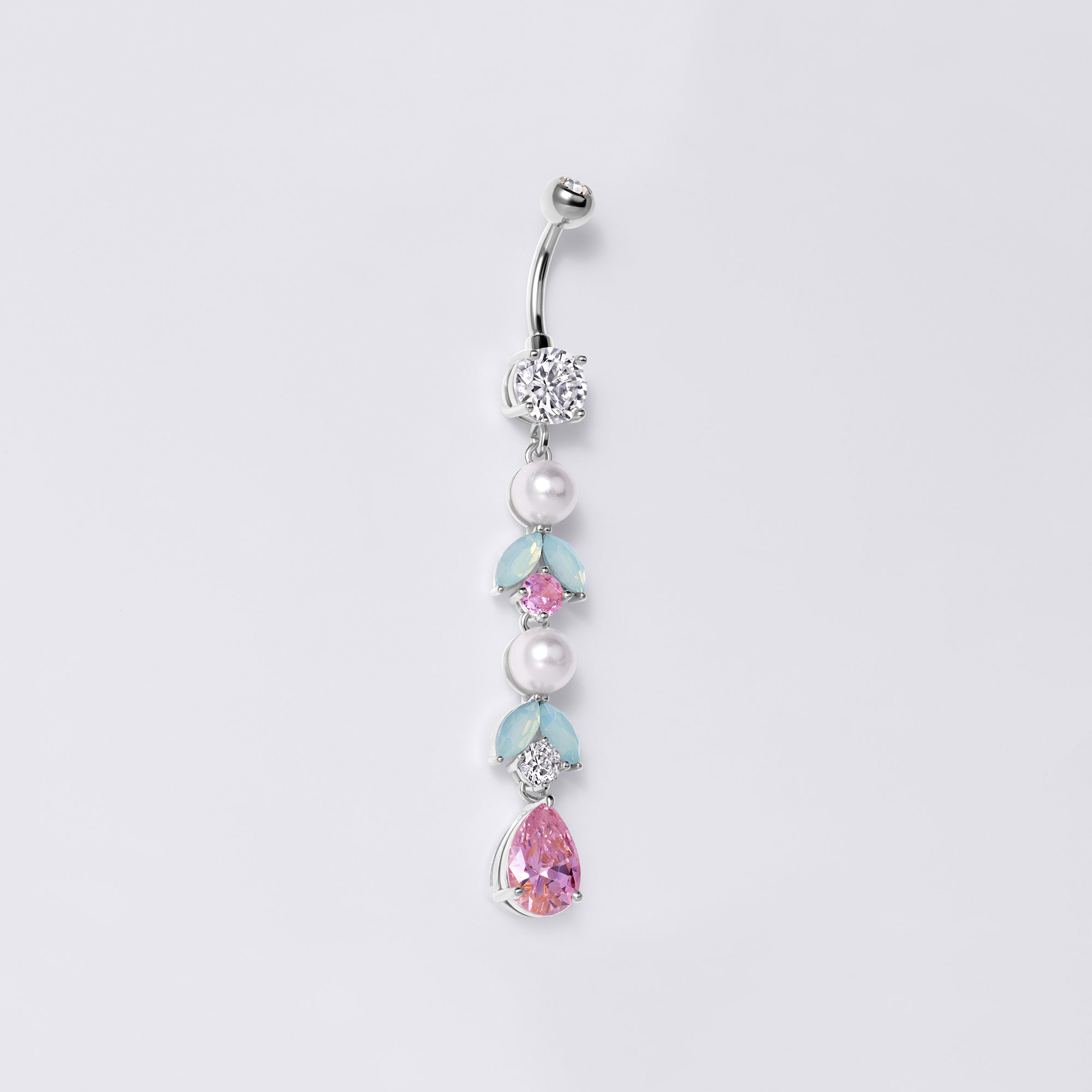 Pearl Leaf Drop Belly Button Ring