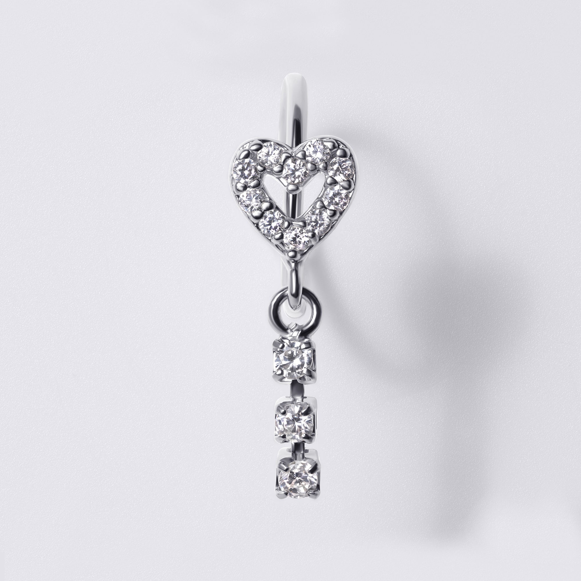 Heart Dangle Chain Nose Ring