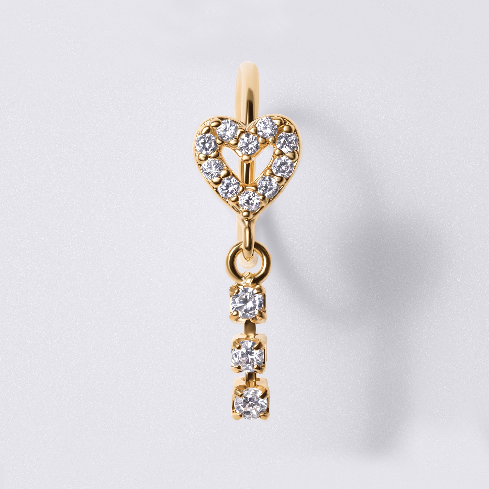 Heart Dangle Chain Nose Ring