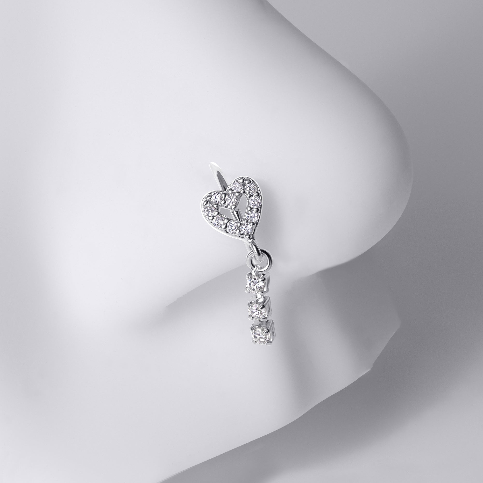 Heart Dangle Chain Nose Ring