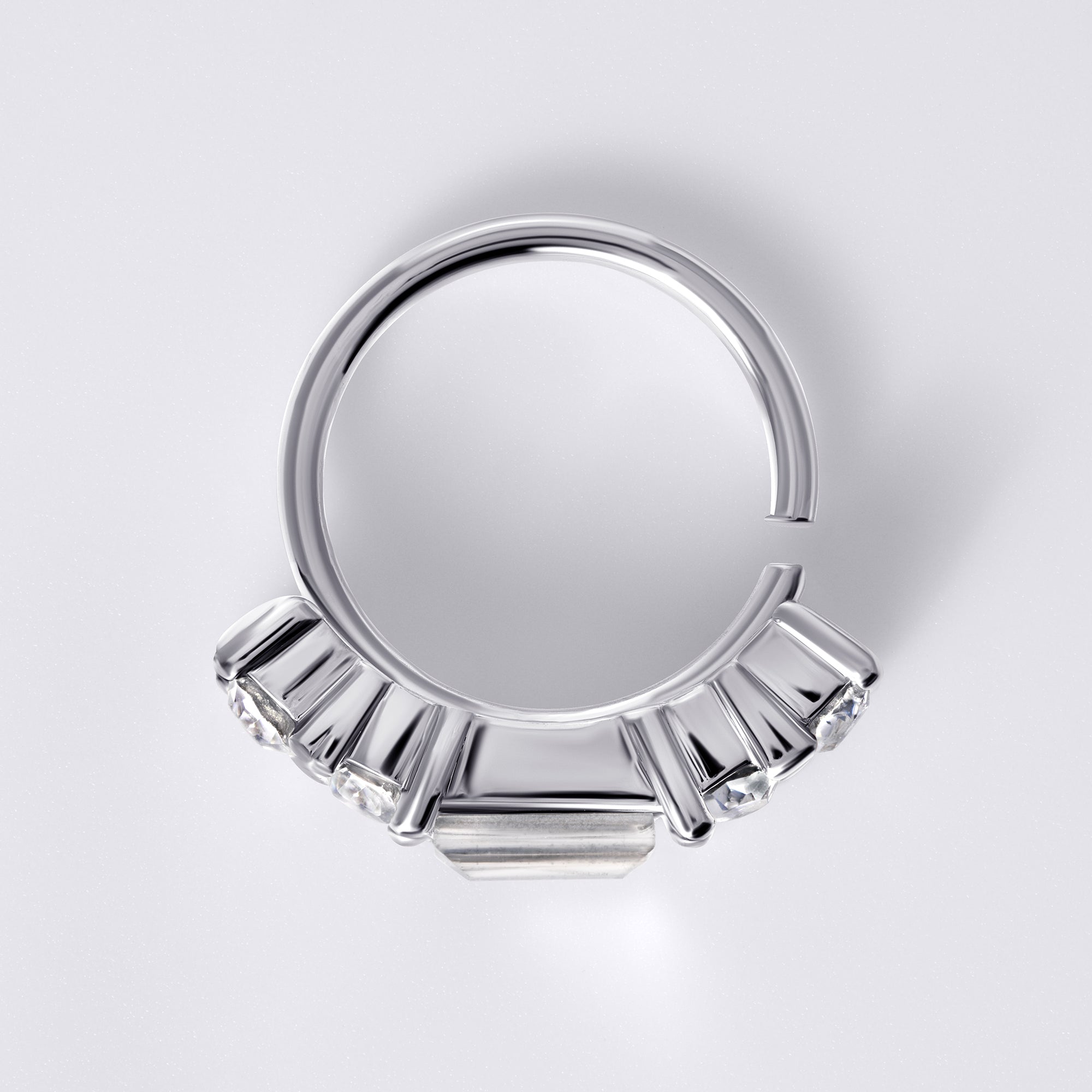 Baguette & Round Gem Nose Ring
