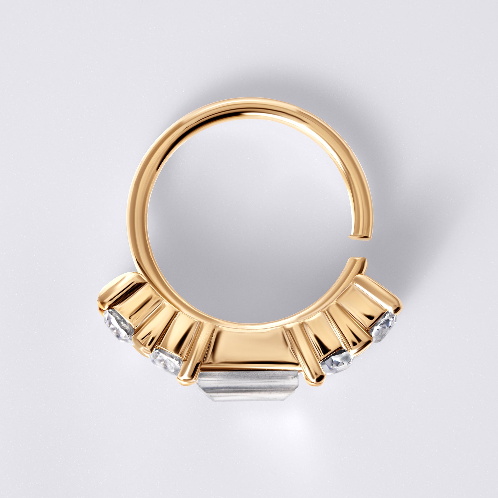 Baguette & Round Gem Nose Ring