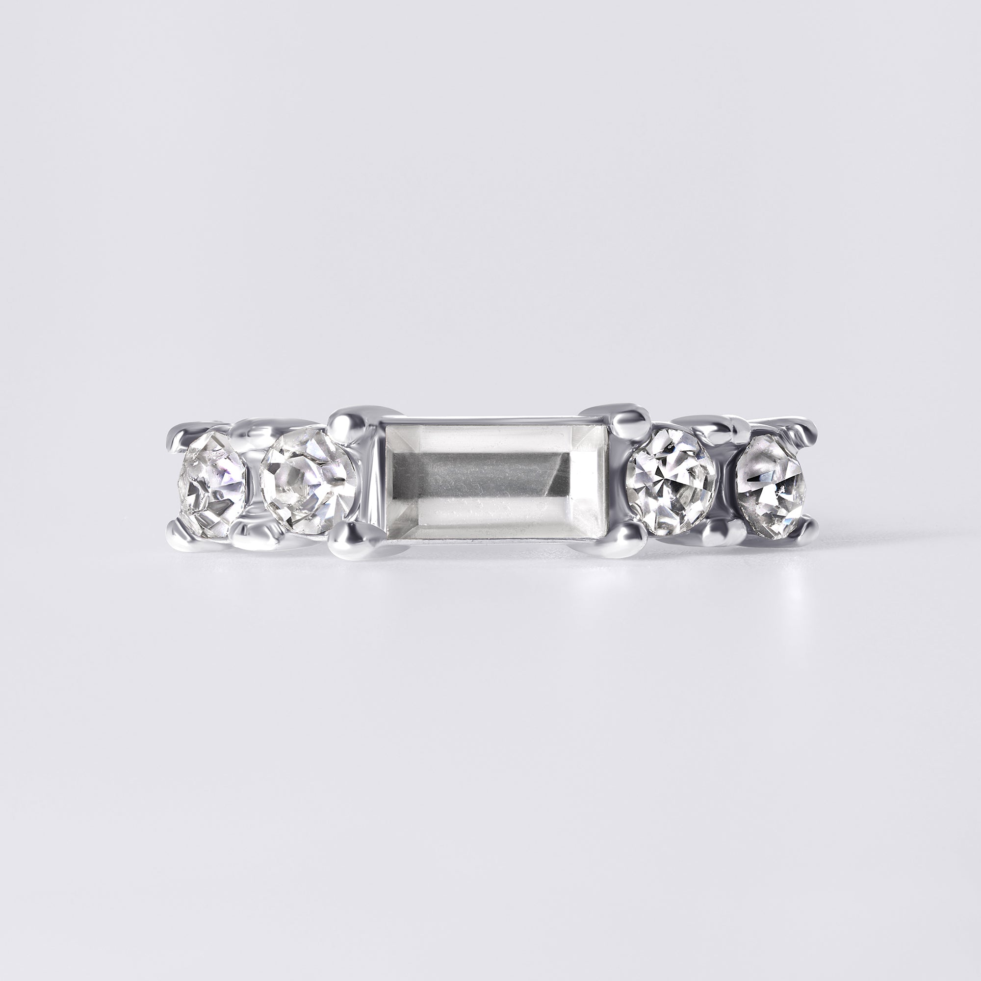 Baguette & Round Gem Nose Ring