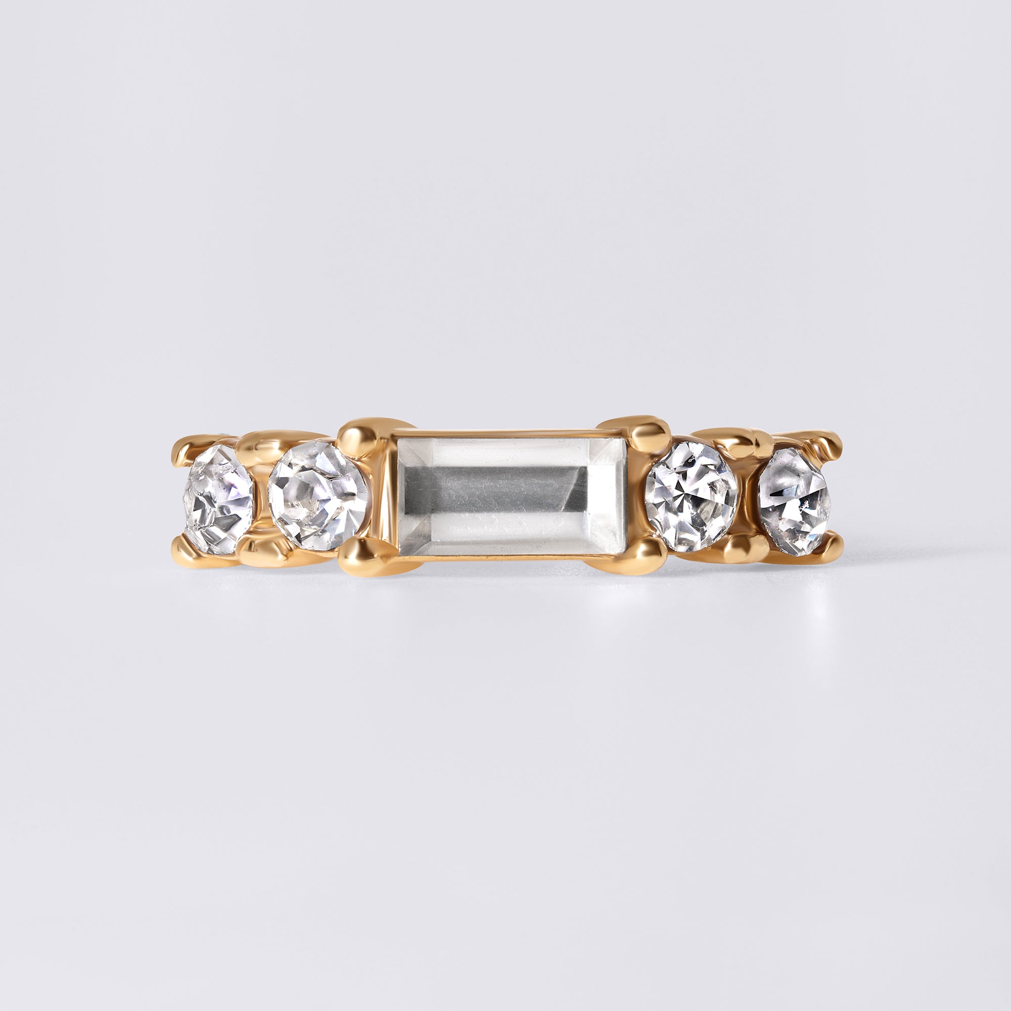 Baguette & Round Gem Nose Ring