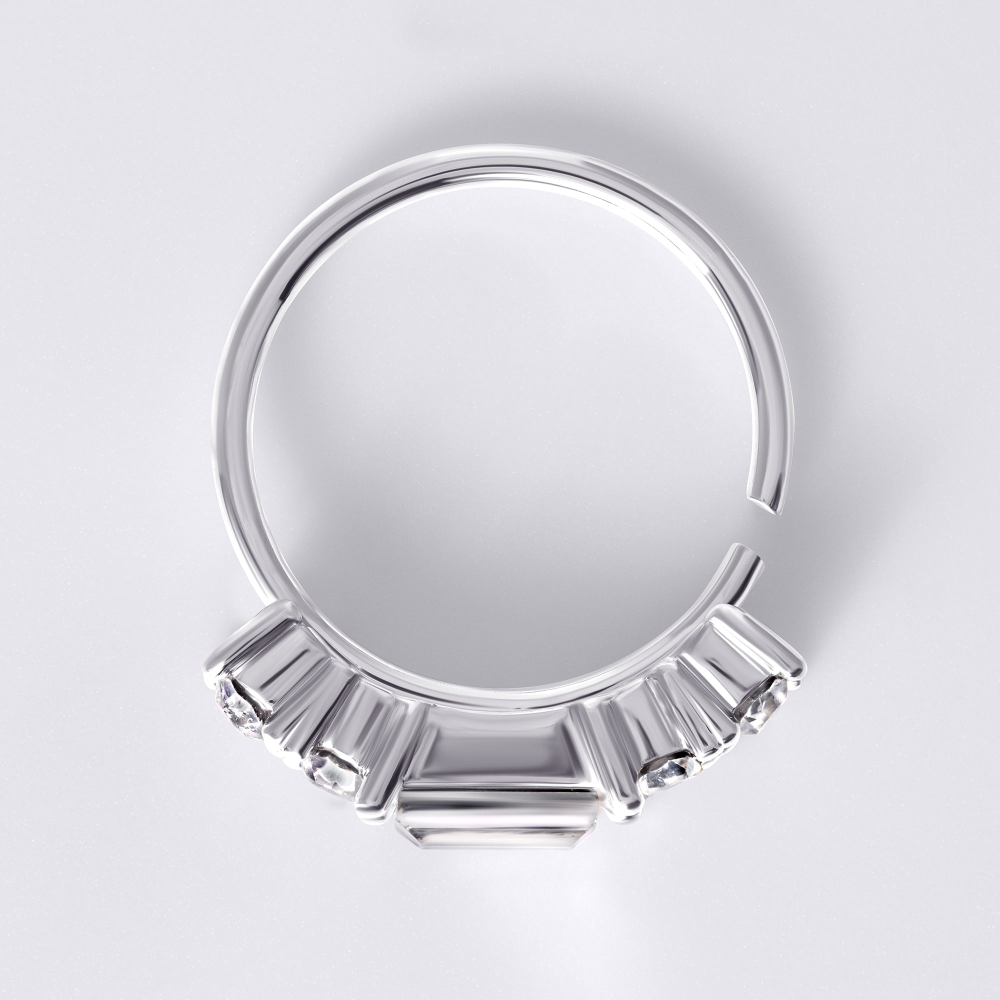 Baguette & Round Gem Nose Ring