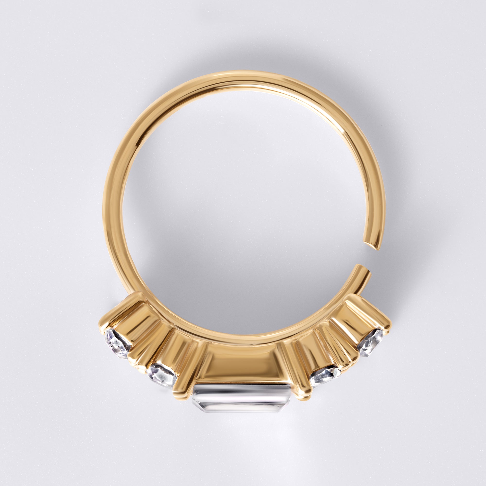 Baguette & Round Gem Nose Ring