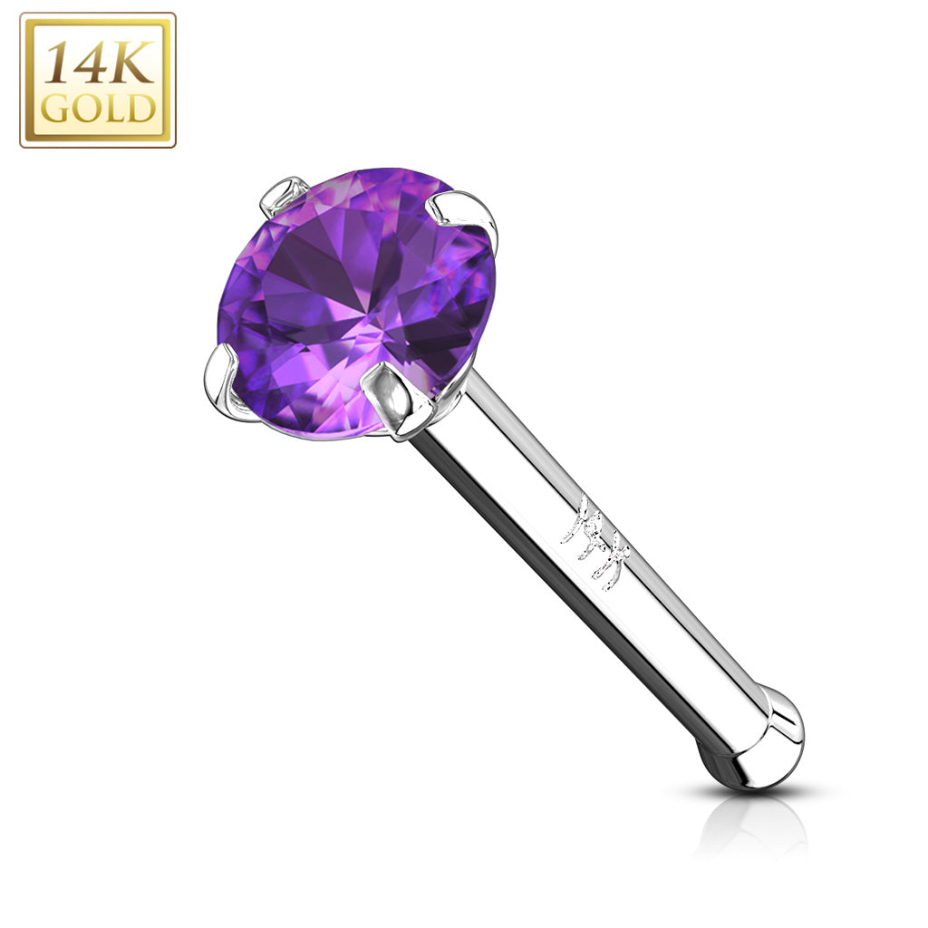 14Karat Gold Prong Stone Nose Stud. Nose Piercing. Nose Ring.