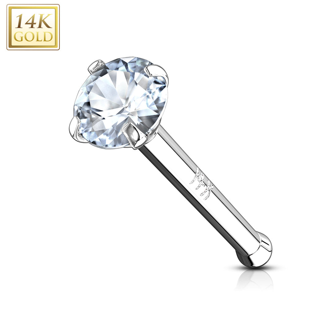 14Karat Gold Prong Stone Nose Stud. Nose Piercing. Nose Ring.