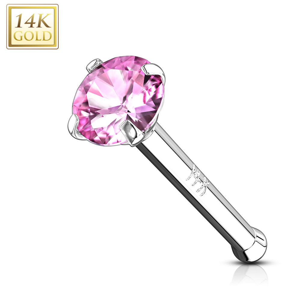 14Karat Gold Prong Stone Nose Stud. Nose Piercing. Nose Ring.