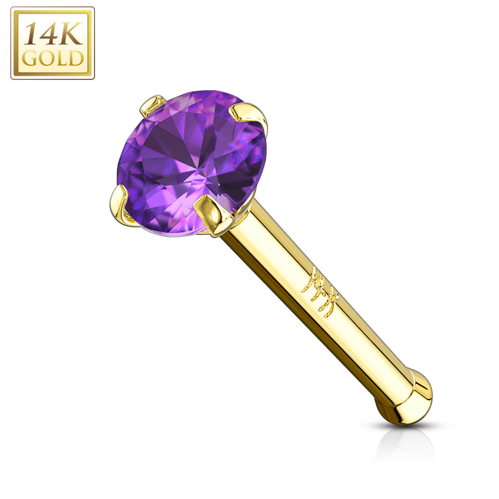 14Karat Gold Prong Stone Nose Stud. Nose Piercing. Nose Ring.