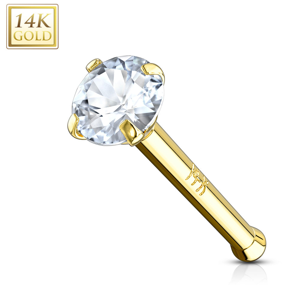 14Karat Gold Prong Stone Nose Stud. Nose Piercing. Nose Ring.