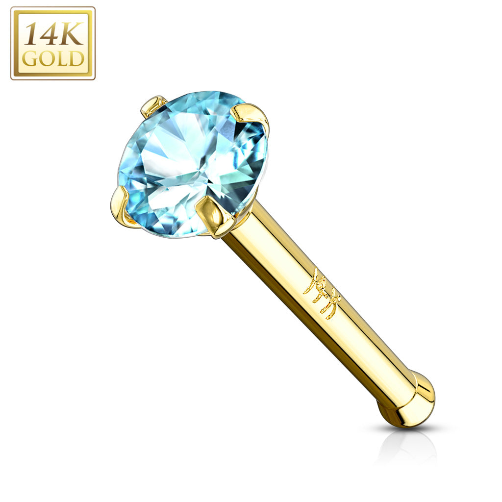 14Karat Gold Prong Stone Nose Stud. Nose Piercing. Nose Ring.