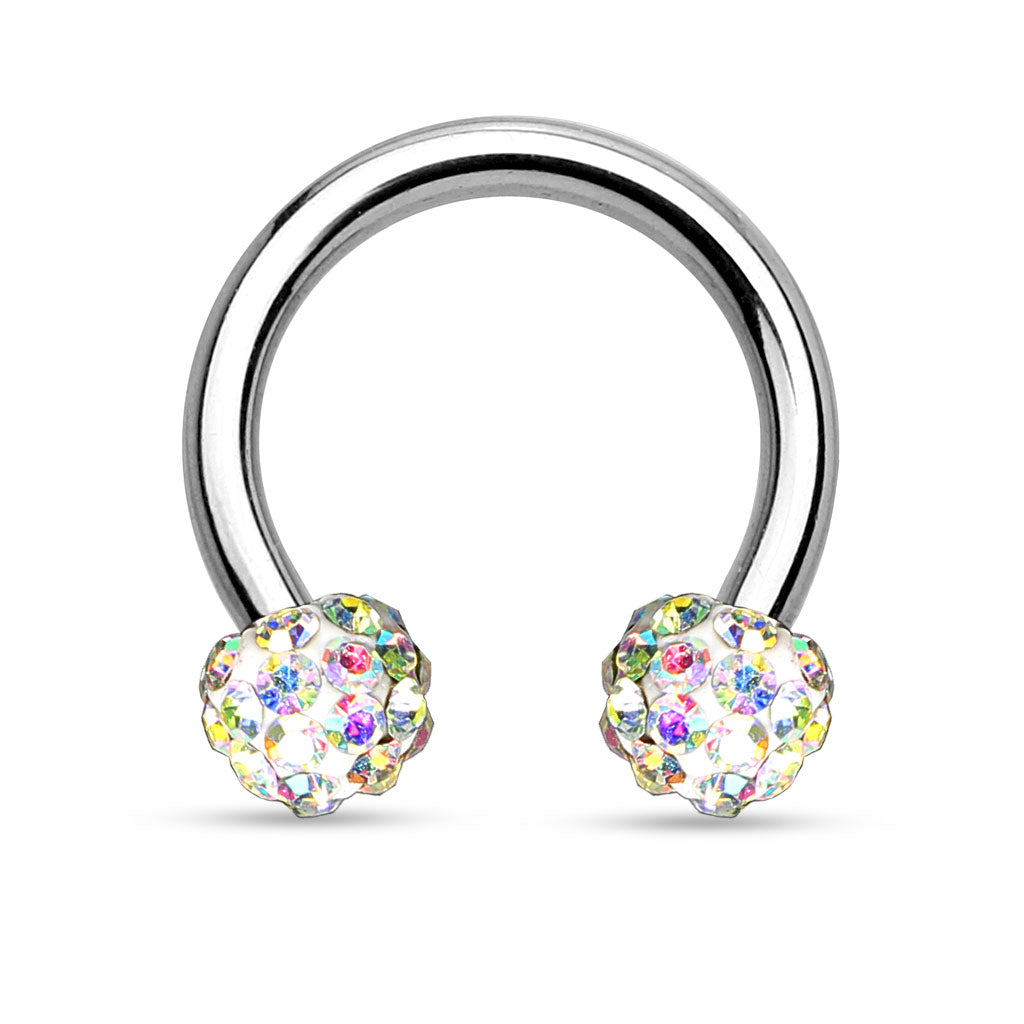 16G Tanzanite Crystals Paved Balls Septum Horseshoe Hoop.