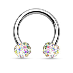 16G Tanzanite Crystals Paved Balls Septum Horseshoe Hoop.