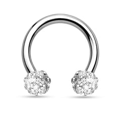16G Tanzanite Crystals Paved Balls Septum Horseshoe Hoop.