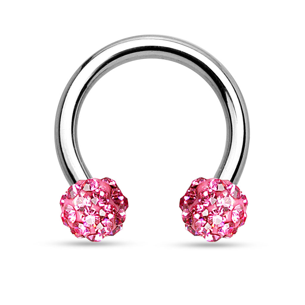 16G Tanzanite Crystals Paved Balls Septum Horseshoe Hoop.