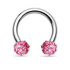 16G Tanzanite Crystals Paved Balls Septum Horseshoe Hoop.