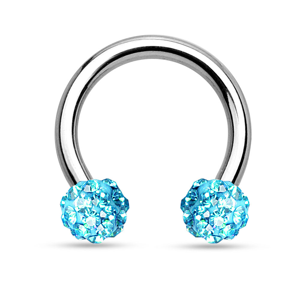 16G Tanzanite Crystals Paved Balls Septum Horseshoe Hoop.