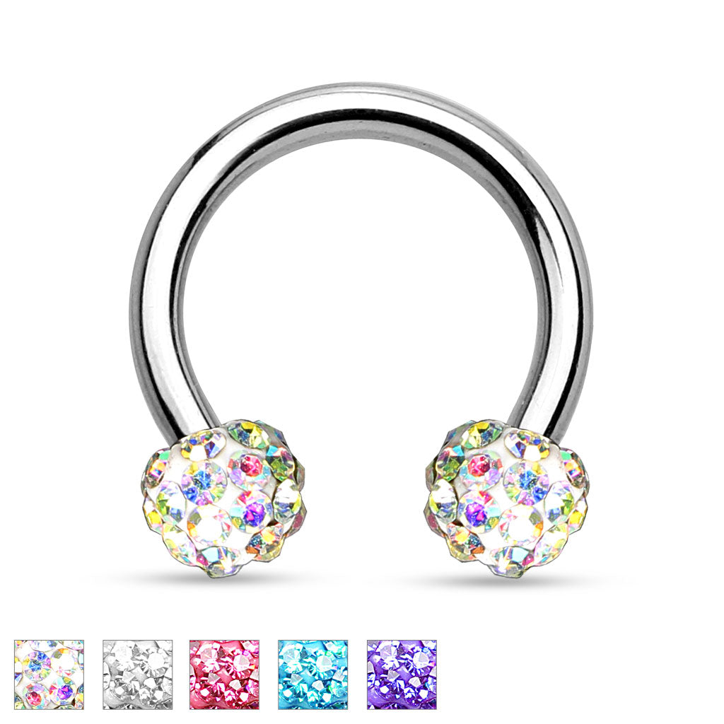 16G Tanzanite Crystals Paved Balls Septum Horseshoe Hoop.