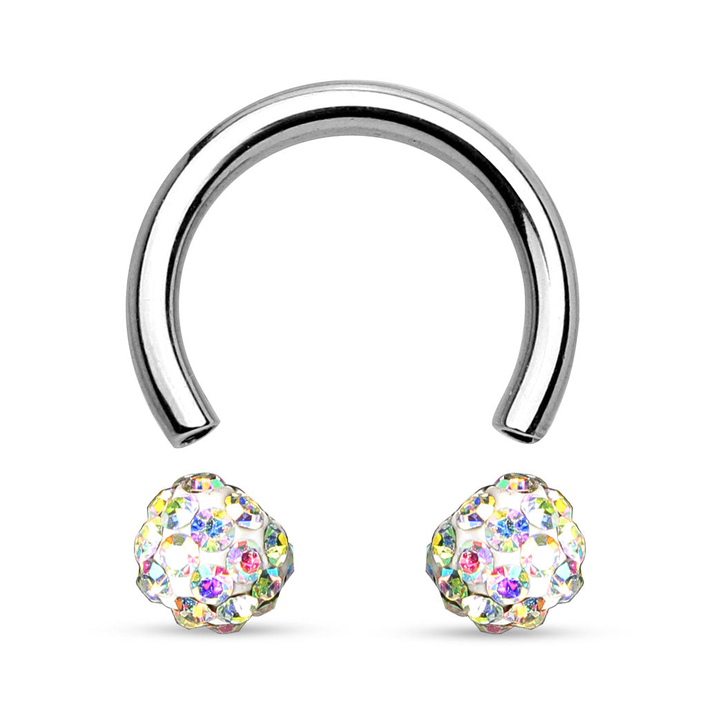 16G Tanzanite Crystals Paved Balls Septum Horseshoe Hoop.