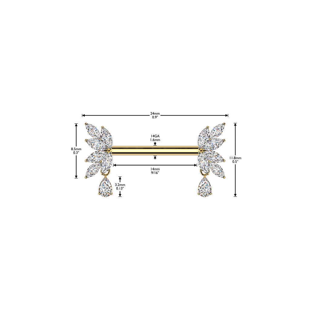 Marquise Teardrop Dangle Threadless Nipple Ring