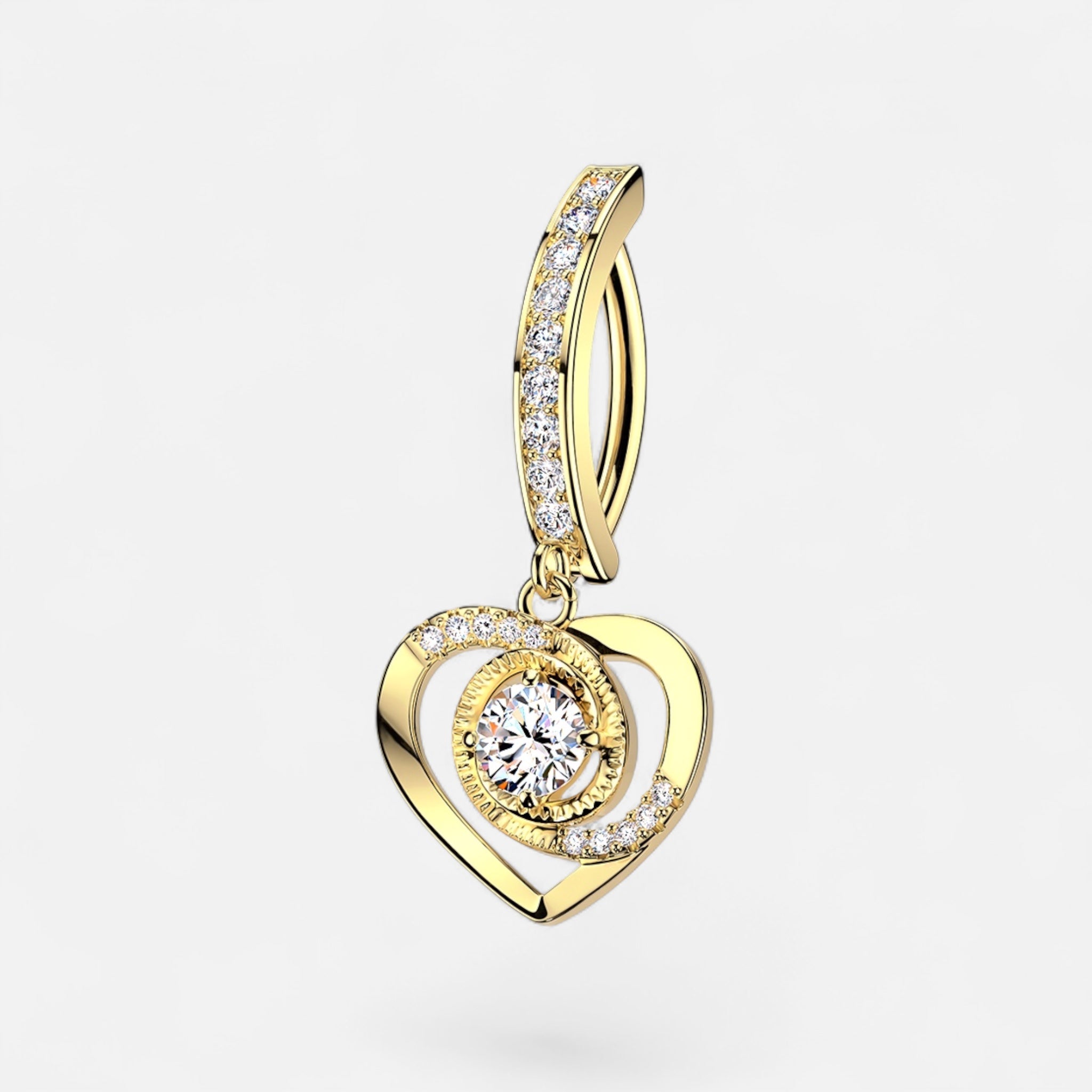 Dangle Heart Clicker Belly Button Ring