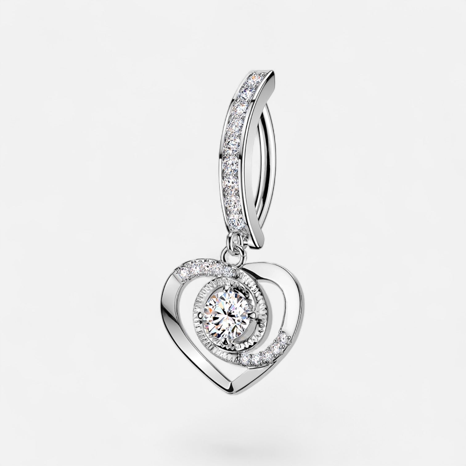 Dangle Heart Clicker Belly Button Ring