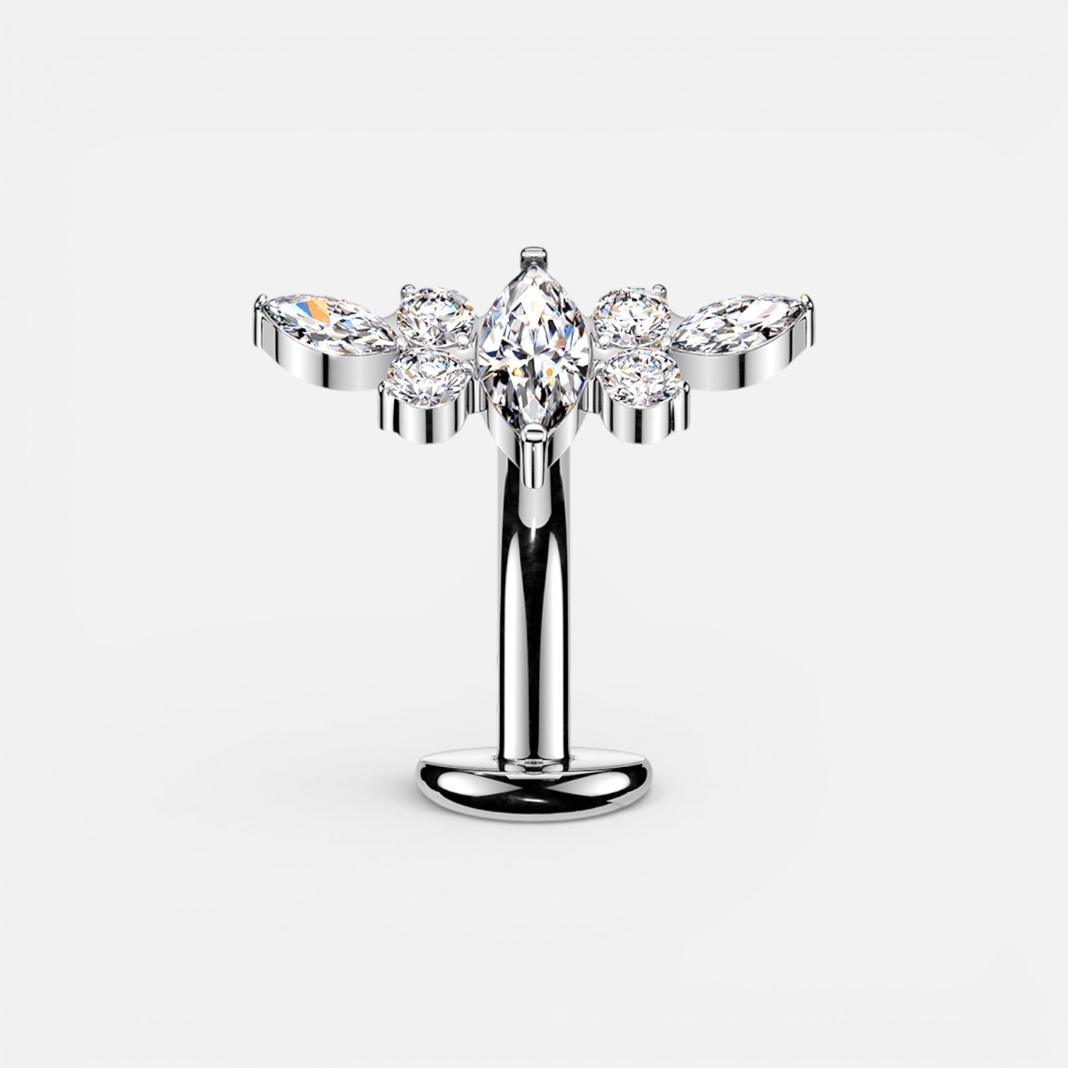 Marquise Top Floating Titanium Threadless Belly Button Ring