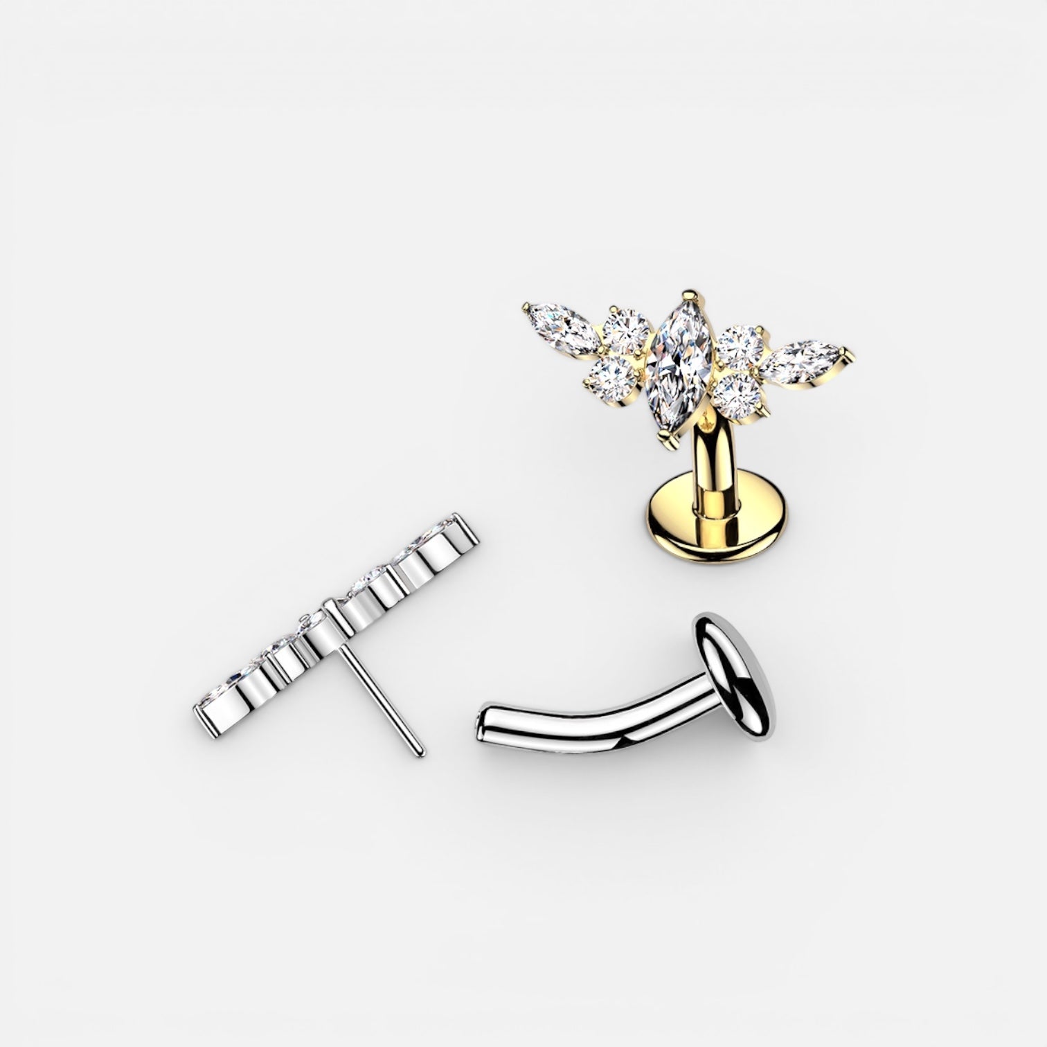 Marquise Top Floating Titanium Threadless Belly Button Ring