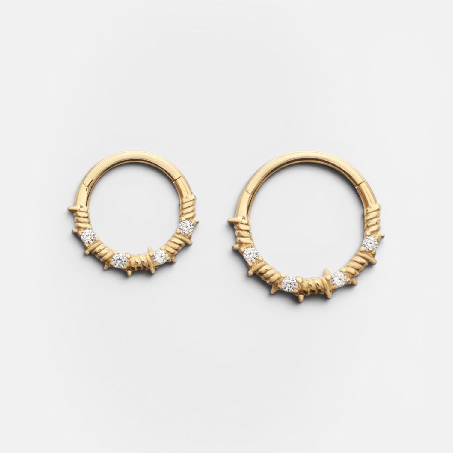 14K Gold Barbed Wire Design Clicker Ring