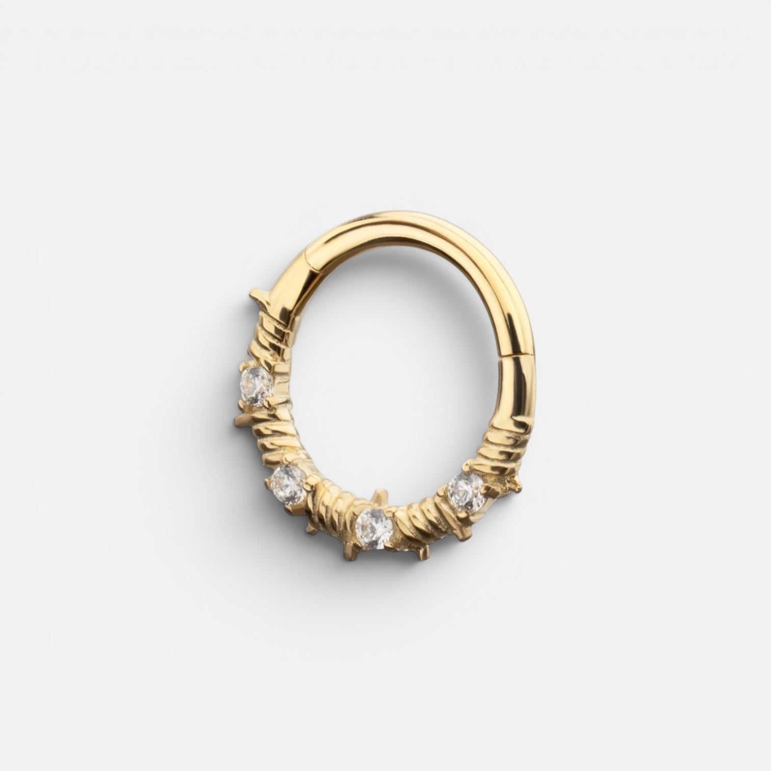 14K Gold Barbed Wire Design Clicker Ring
