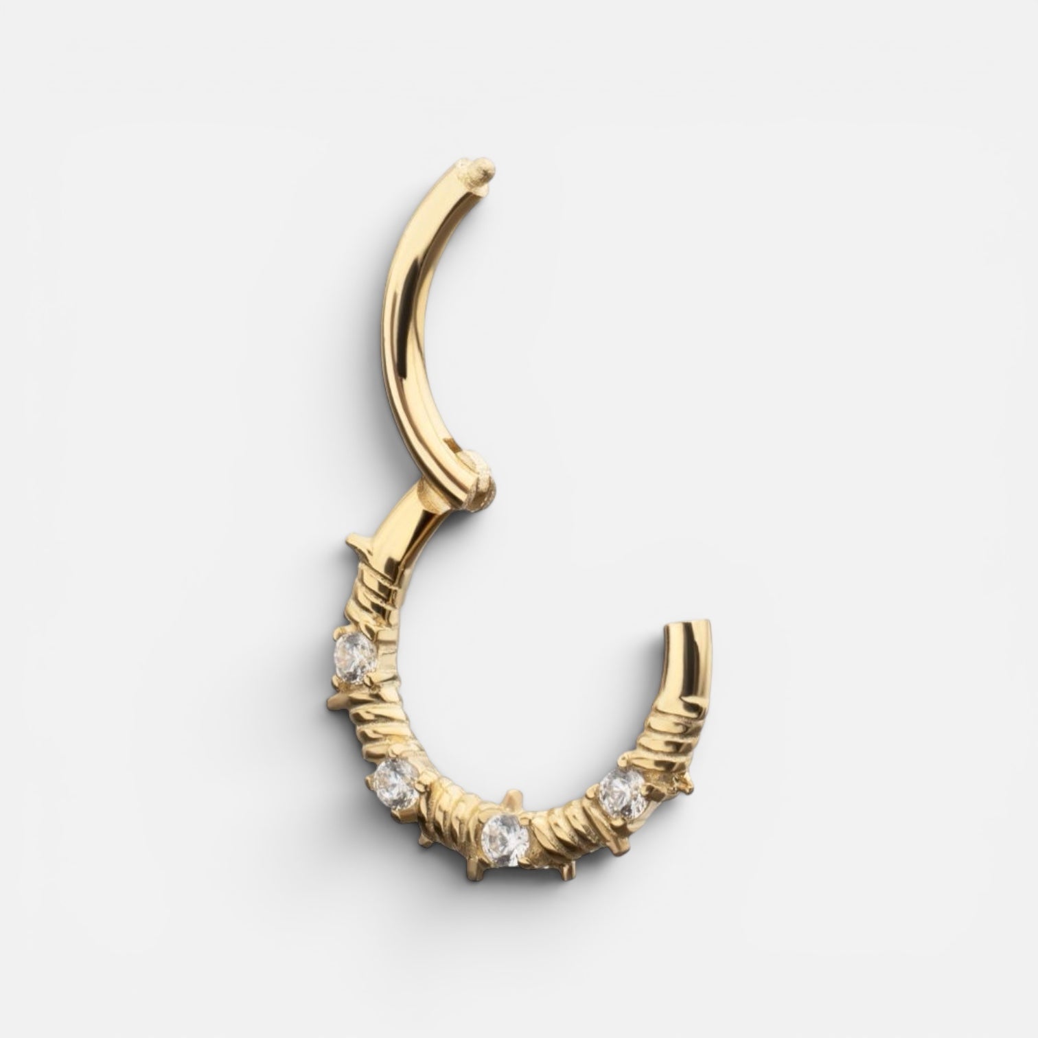 14K Gold Barbed Wire Design Clicker Ring