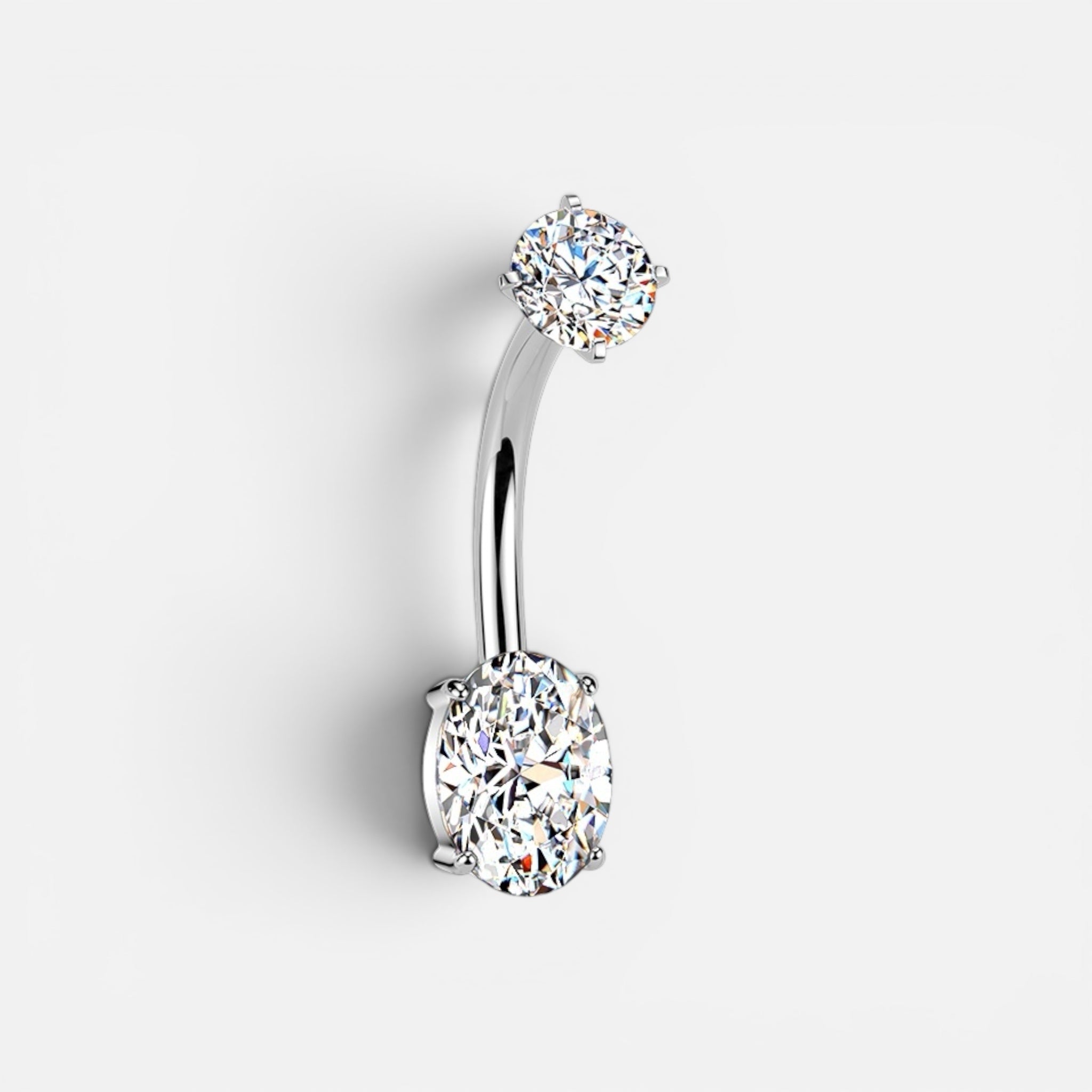 14g Oval Gem Belly Button Ring