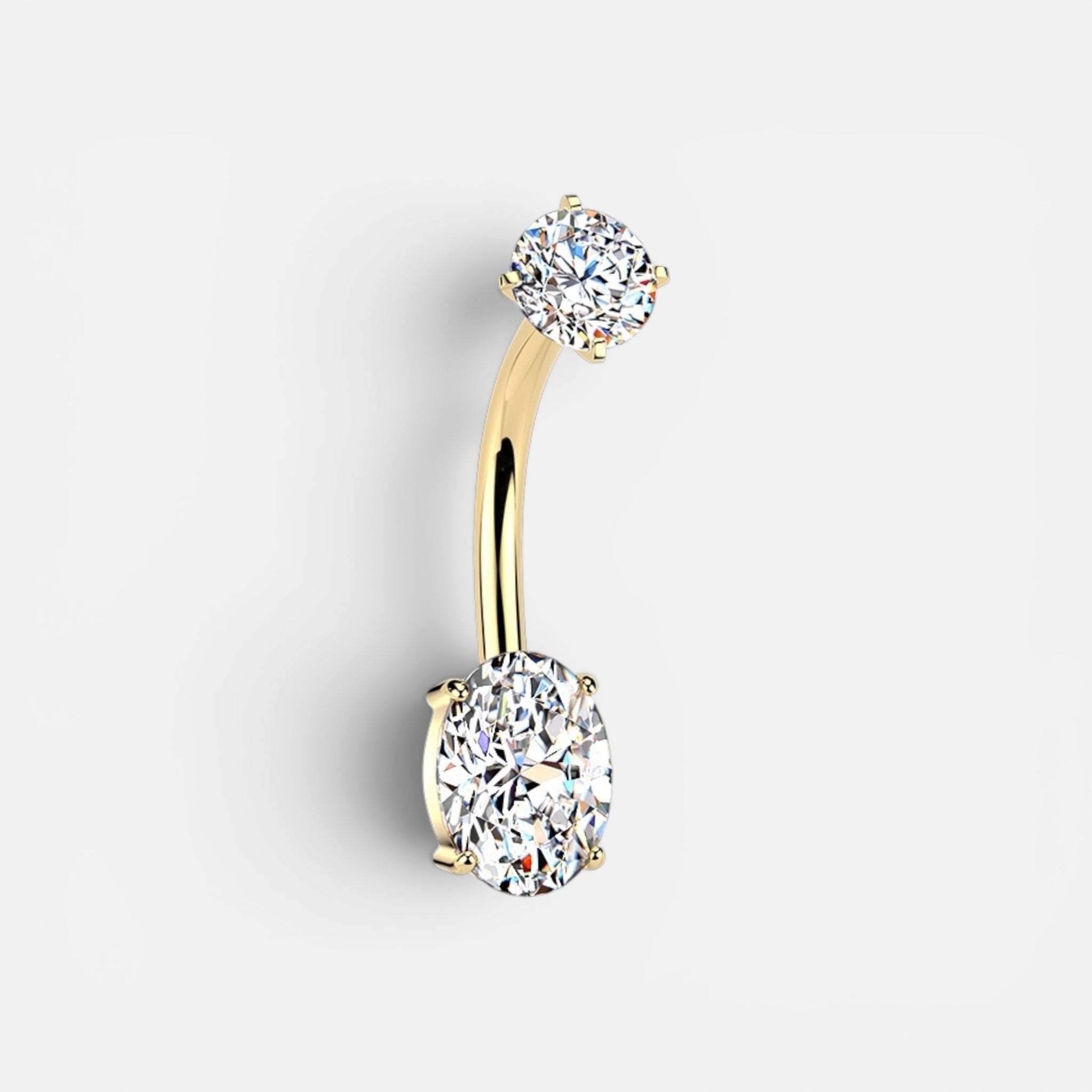 14g Oval Gem Belly Button Ring