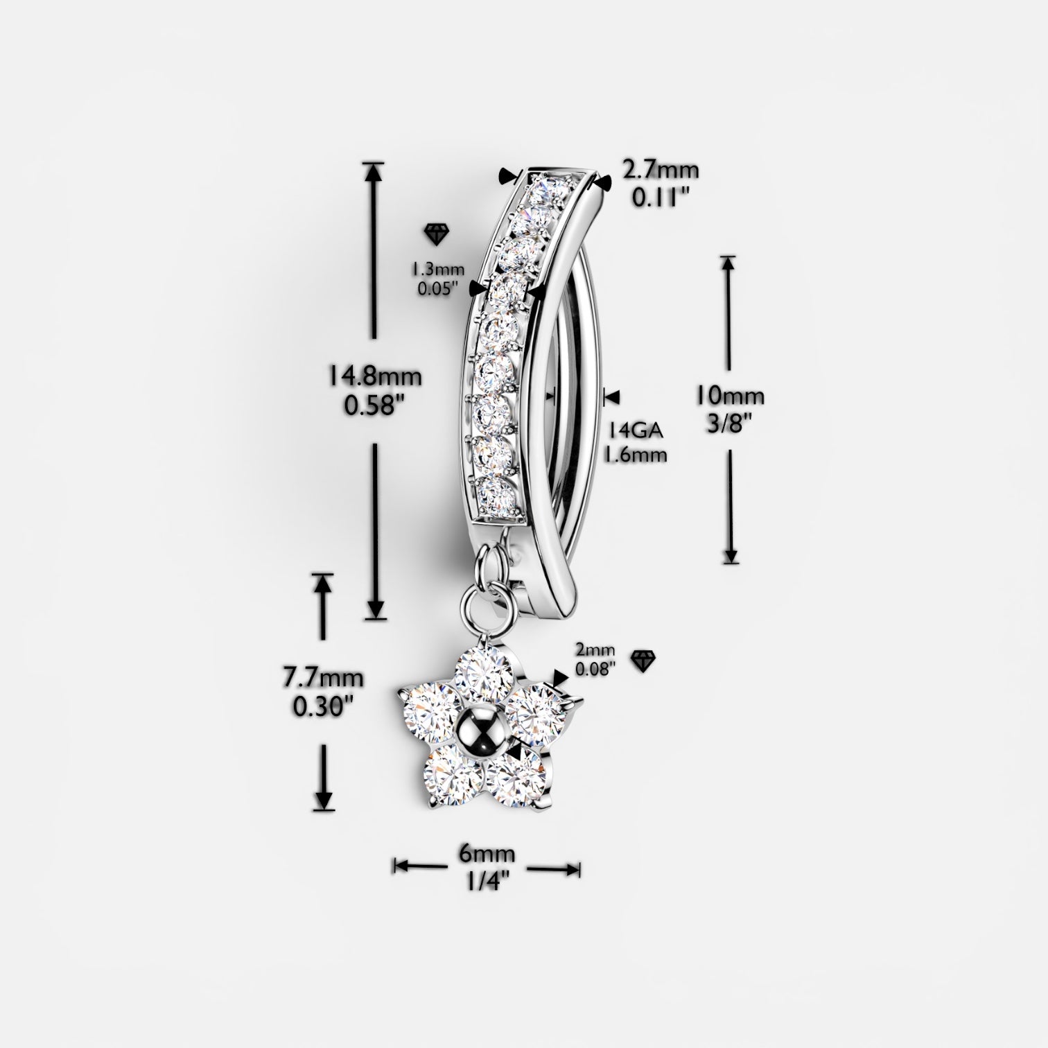 Dangle Flower Titanium Belly Ring