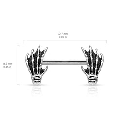 14G Skull Hands Nipple Barbells. Nipple Piercings. Nipple Rings. Nipple Jewelry