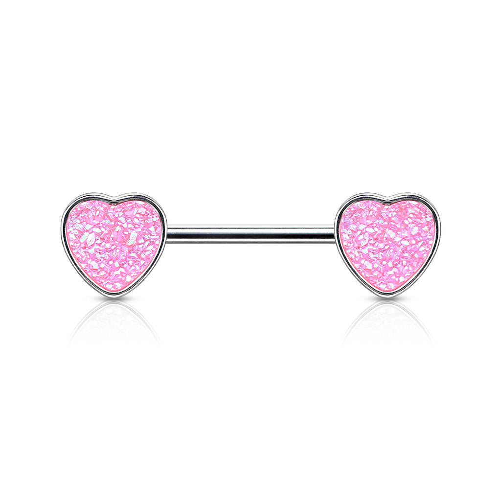 Heart Shape Nipple Ring, Aqua Gem Decorative Heart End Nipple Piercing Barbell Body Jewelry