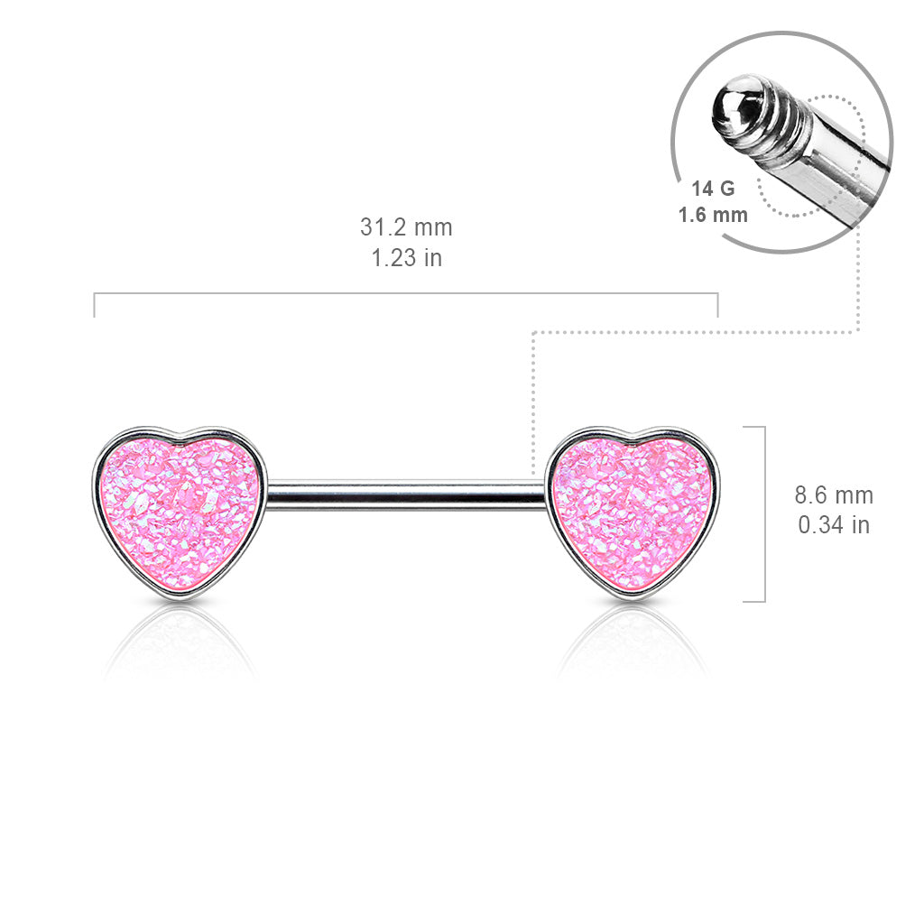 Heart Shape Nipple Ring, Aqua Gem Decorative Heart End Nipple Piercing Barbell Body Jewelry