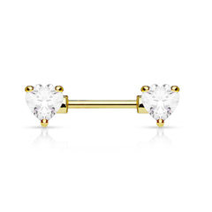Pair of 14G Silver Sparkling Heart Gems Nipple Barbells.Nipple Piercing. Nipple Rings. Nipple Jewelry. Body Jewelry.Heart Nipple Ring