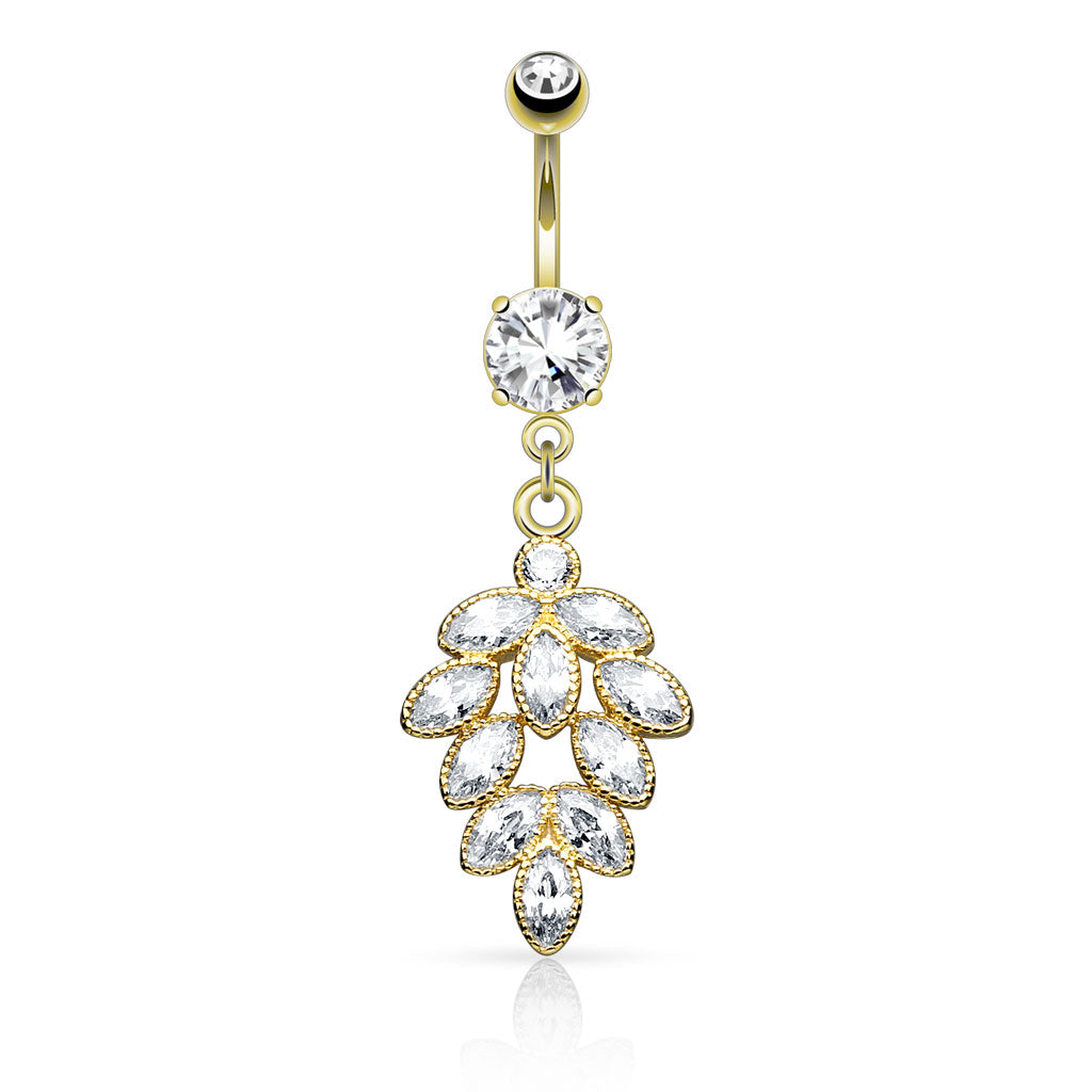 Hanging Grapes Belly Button Ring,  Fruit Theme Gold Belly Button Ring Navel Ring Piercing Jewelry