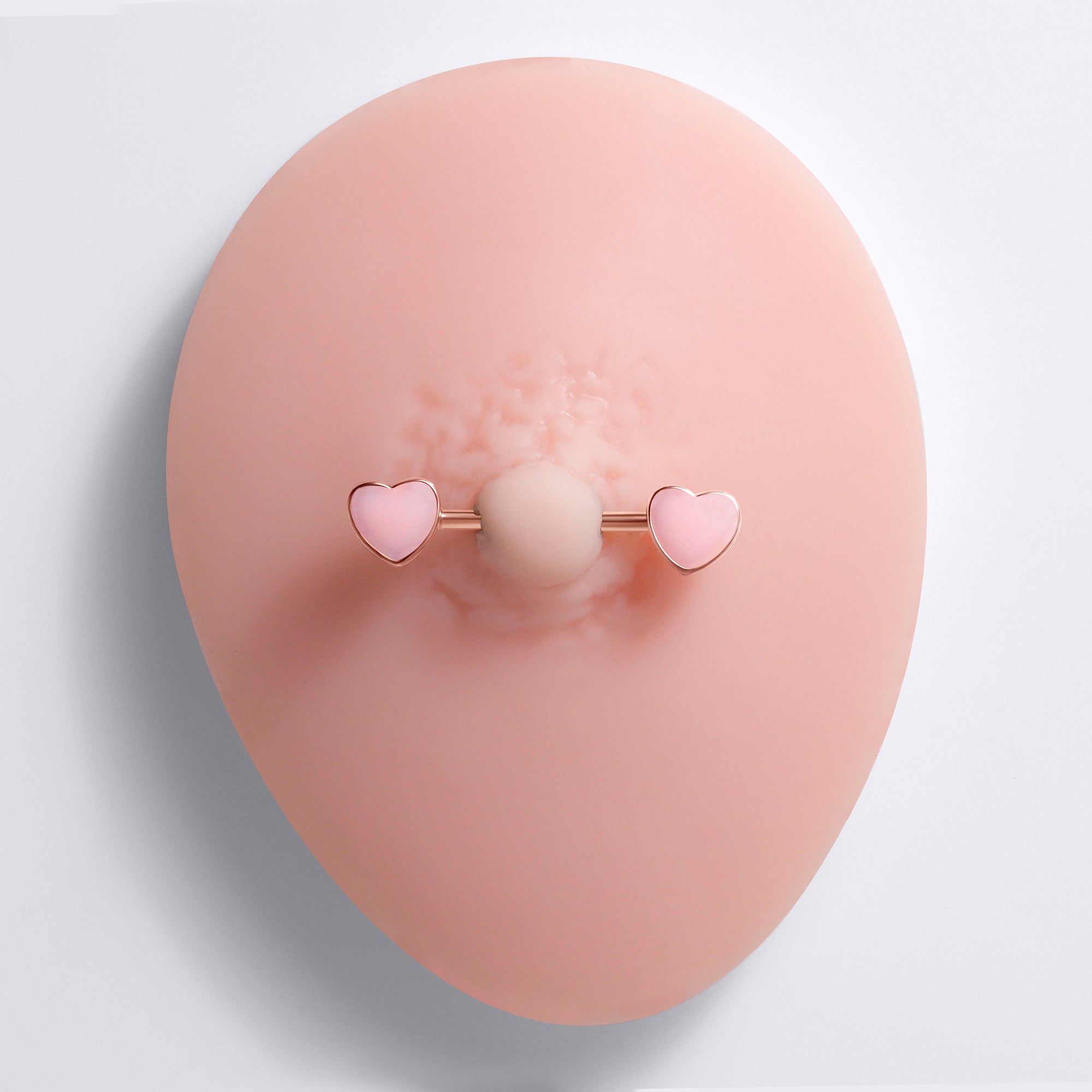Pink Heart Enamel Rose Gold Nipple Barbell
