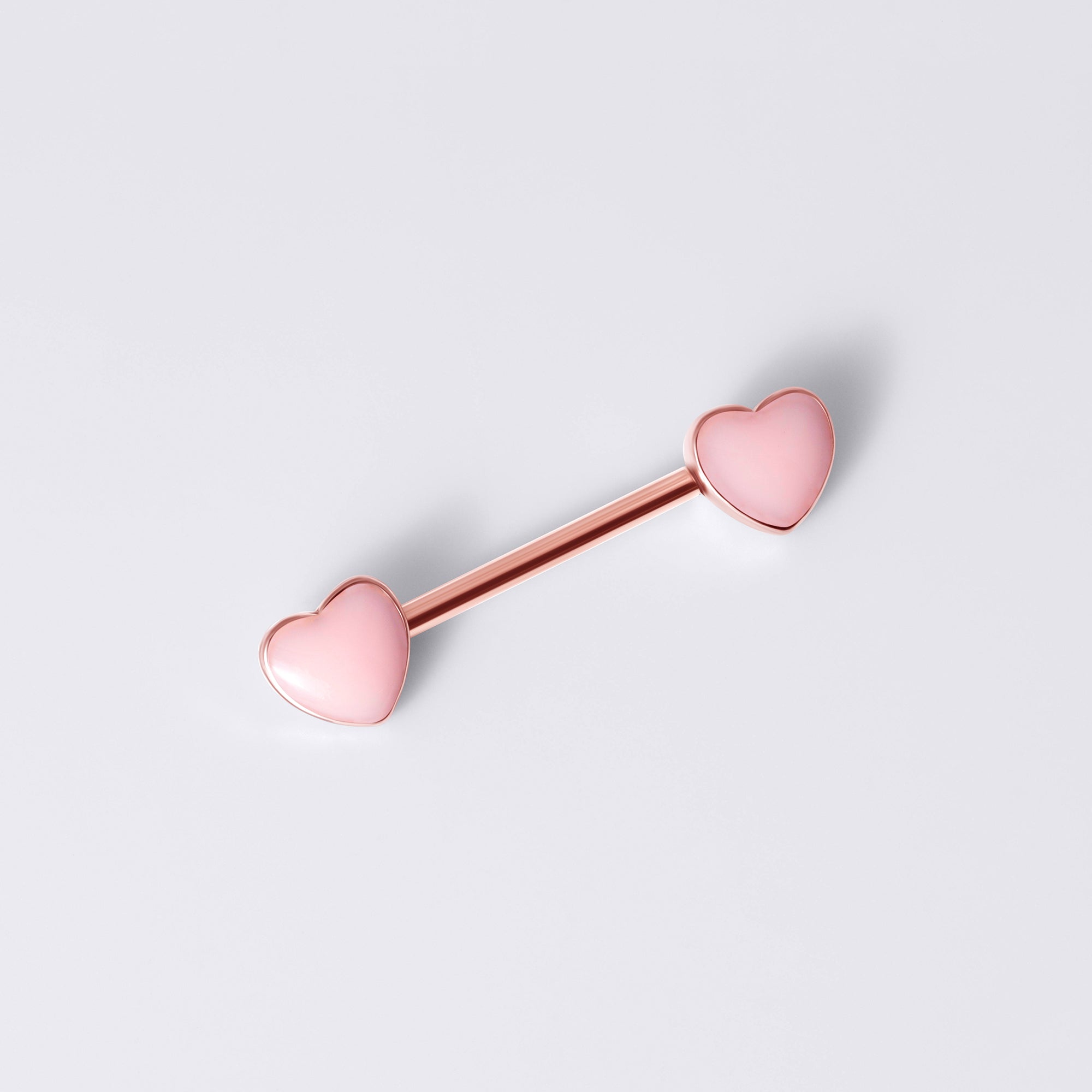 Pink Heart Enamel Rose Gold Nipple Barbell