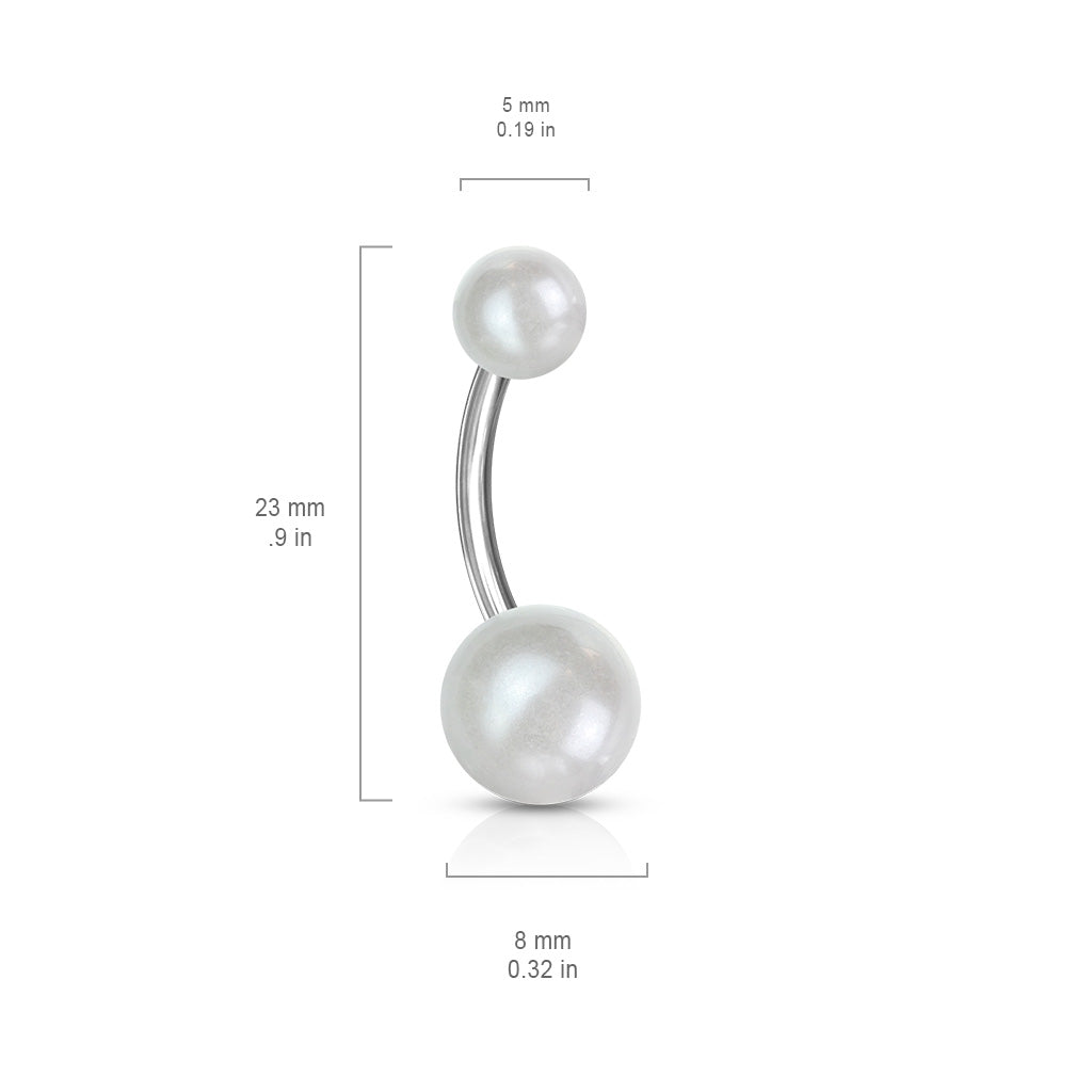 14G Silver Pearl Texture Basic Belly Button Ring