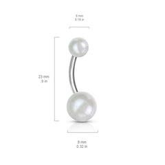 14G Silver Pearl Texture Basic Belly Button Ring