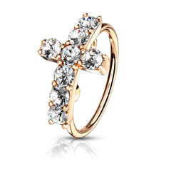Cross CZ Bendable Hoop for Nose & Cartilage. Nose Piercing. Nose Ring. Nose Hoops.