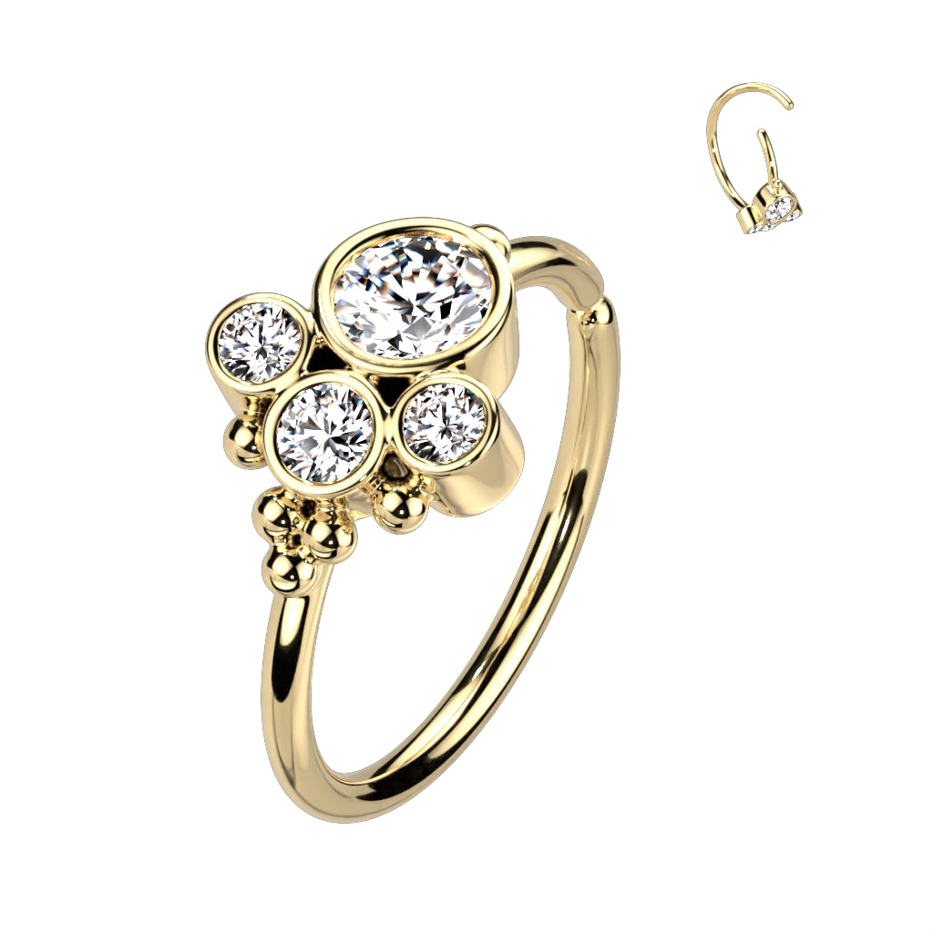 20G Round Clear Stones Bendable Hoop for Nose, Cartilage, Tragus & More. Nose Ring. Cartilage Earring.