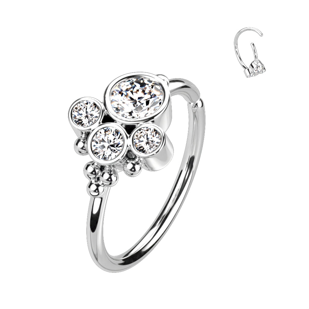 20G Round Clear Stones Bendable Hoop for Nose, Cartilage, Tragus & More. Nose Ring. Cartilage Earring.